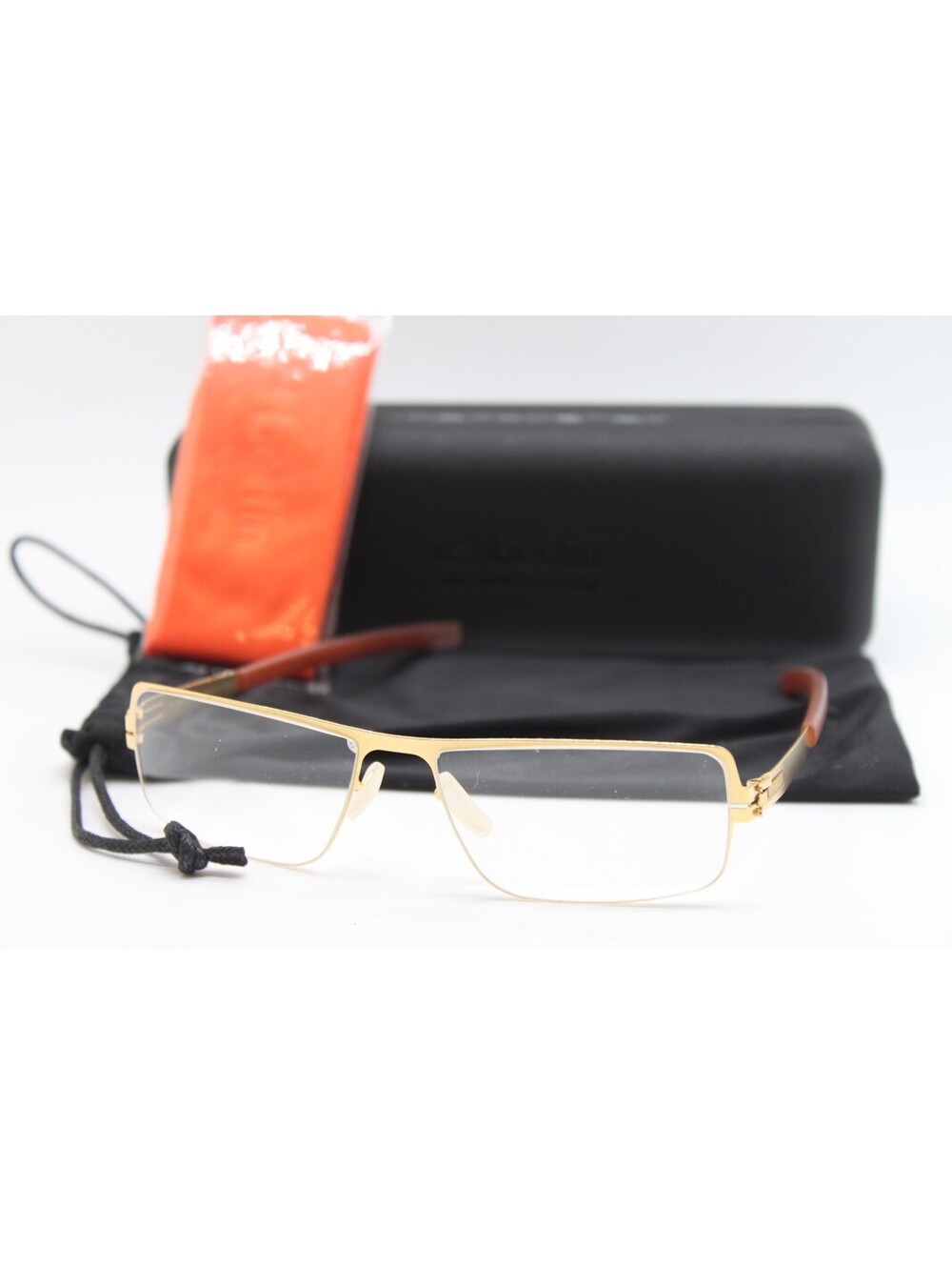 NEW IC! BERLIN MODEL IKE GOLD BROWN AUTHENTIC EYEGLASSES W/CASE 50-20